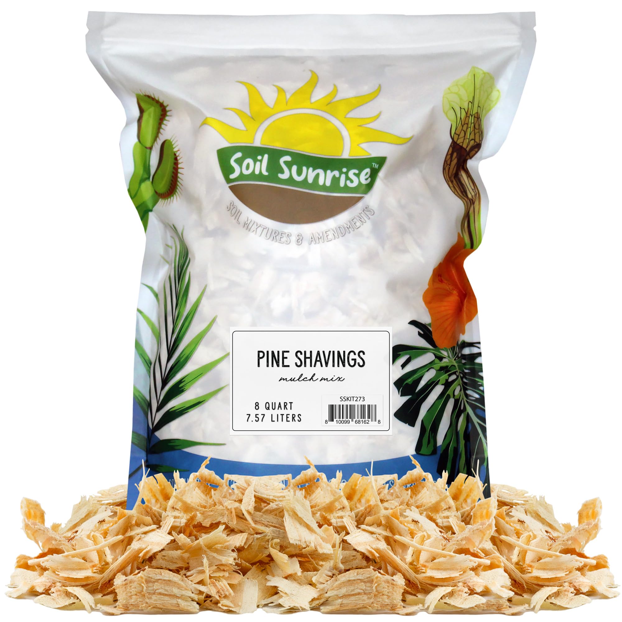 Premium Pine Shavings Mulch - 8 Quarts Natural Wood Chips for Gardening, Livestock Bedding & Small Pet Habitat | Ideal for Chicken Coops, Rabbit Cages & Garden Weed Control