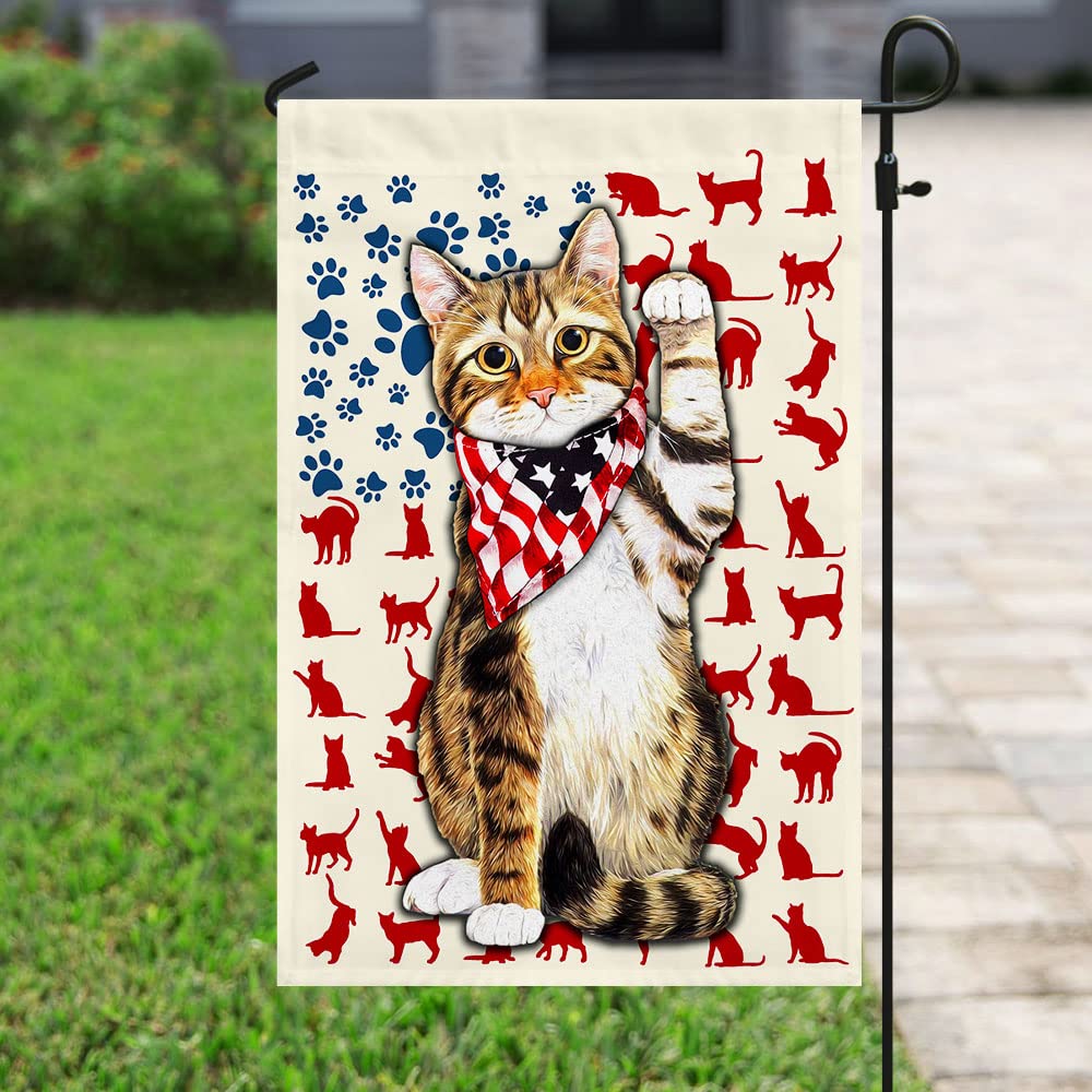 USA Flag with Cat Design - Patriotic American Flag for Outdoor & Indoor Decor, Garden, Yard, and Home - Perfect for 4th of July, Memorial Day, and National Holidays