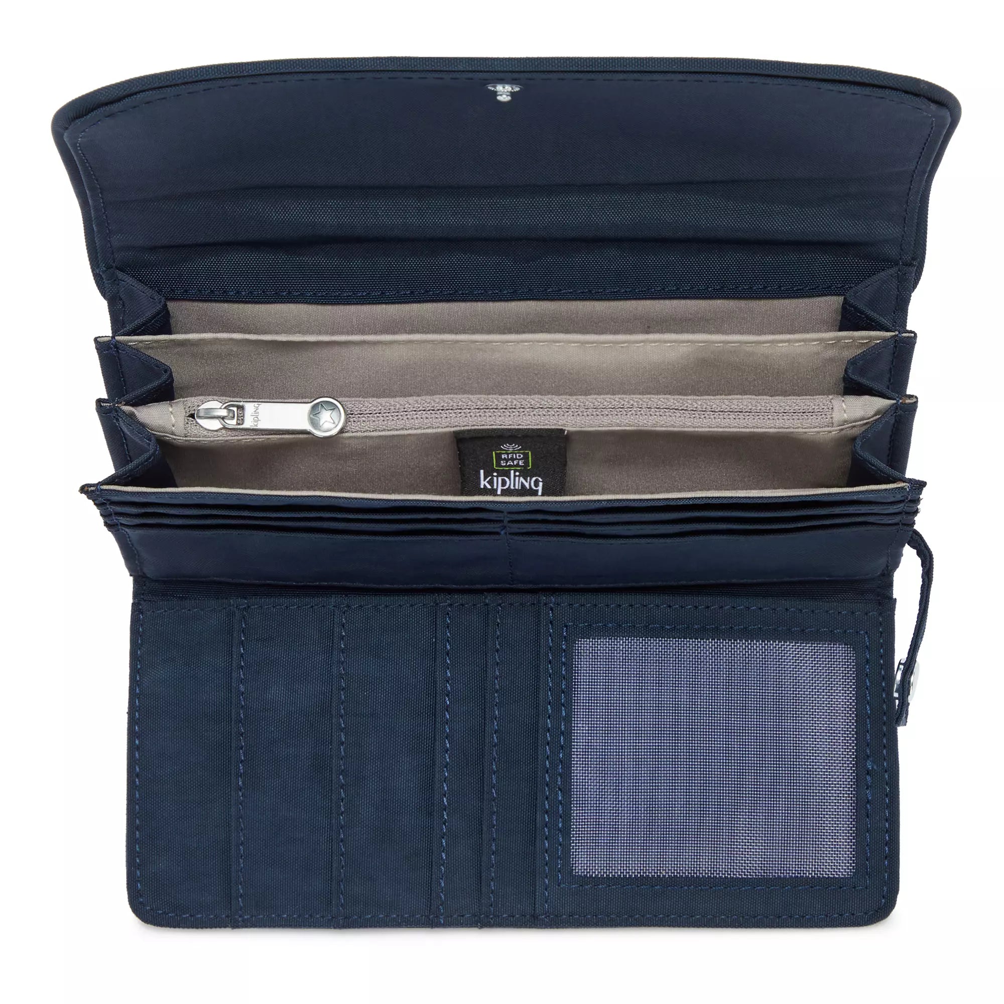 Kipling Money Land Snap Wallet - Compact RFID Blocking Wallet for Women & Men, Blue Bleu 2 - Perfect for Travel, Shopping & Everyday Use