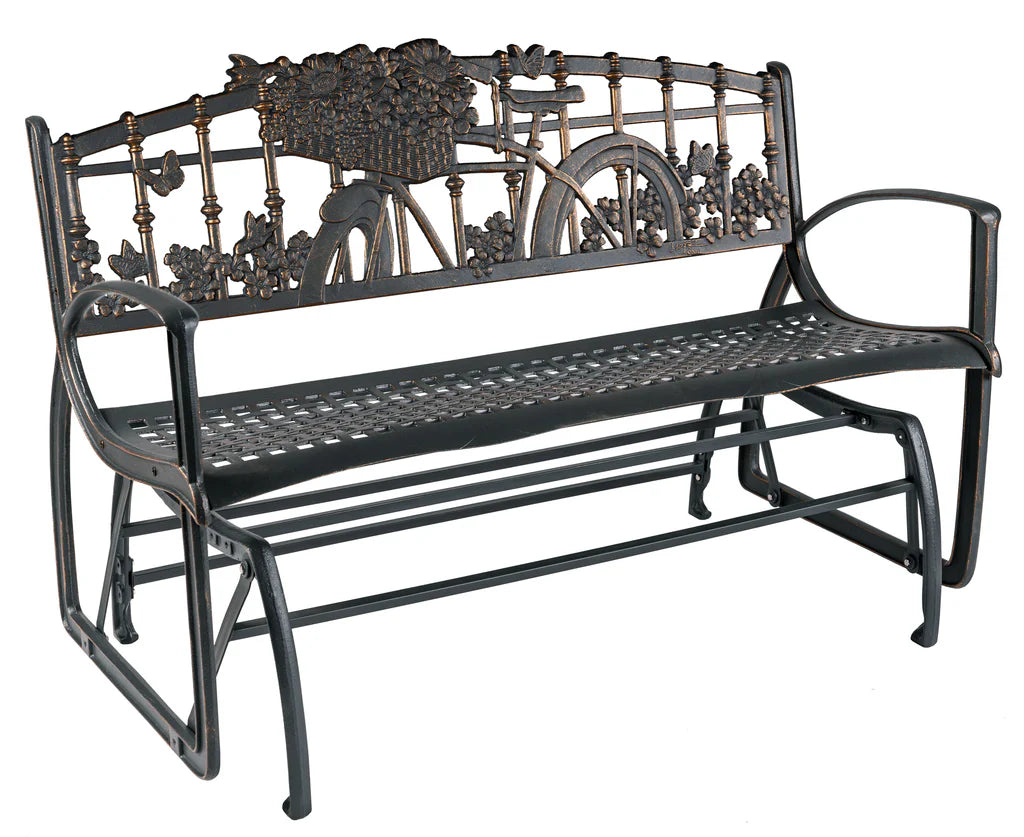 Premium Outdoor Bicycle Glider Bench - Comfortable Patio Swing Chair for Garden, Backyard & Porch Relaxation | Perfect for Reading, Lounging & Enjoying Nature