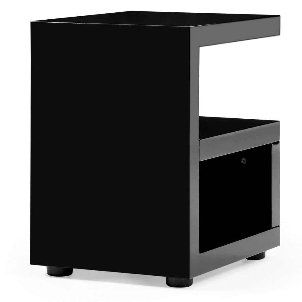ZURI Furniture Jayden High Gloss Modern Side Table - Black Nightstand for Bedroom, Living Room, or Office - Contemporary Accent Table with Sleek Design