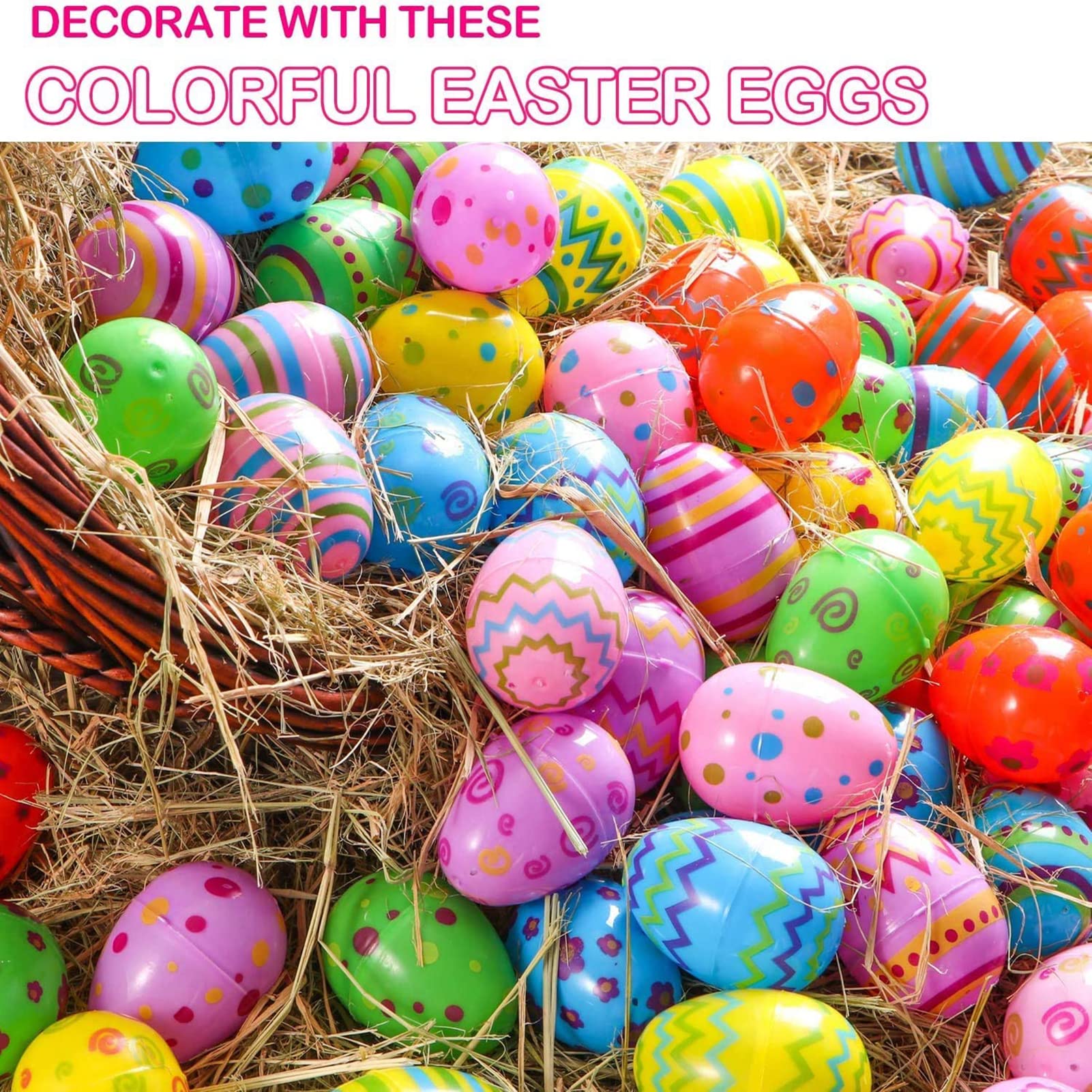 36PCS Plastic Easter Eggs Bulk - Fillable Painted Easter Egg Decorations for Easter Egg Hunt, Classroom Prizes & Party Favors - Easter Basket Stuffers with Treats for Kids, Home Decor & Spring Celebrations