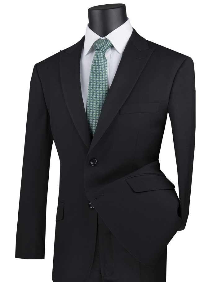 Black Modern Fit Peak Lapel Suit for Men - Slim Business Formal Attire for Weddings, Interviews & Special Occasions