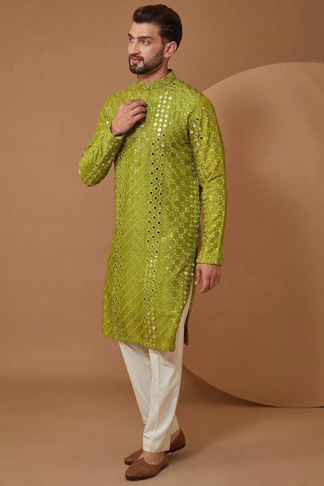 Stylish Mehndi Green Kurta for Women - Traditional Indian Embroidered Tunic Top - Perfect for Festivals, Weddings & Casual Wear