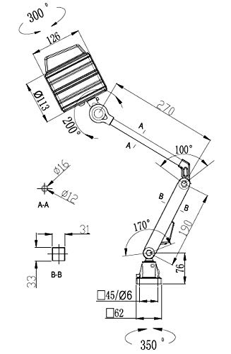 Waterproof LED Work Light with Long Arm - IP65 Rated, FCC Certified for CNC Machine Tools, Foldable Spotlight - Perfect for Workshops, Garages, and Industrial Lighting
