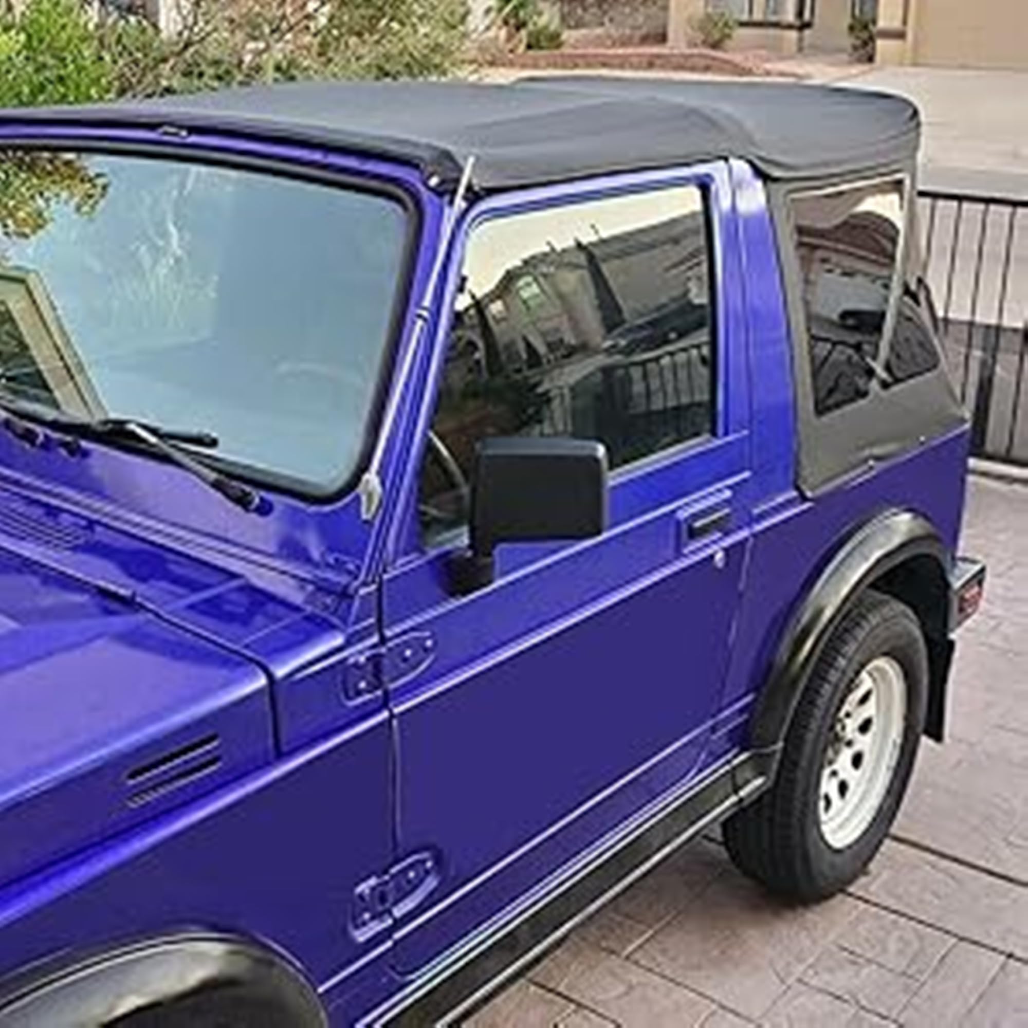 HECASA Black Sailcloth Soft Top for 1986-1994 Suzuki Samurai | Tinted Zip-Out Windows | Durable Replacement Jeep Top for Off-Roading & Outdoor Adventures