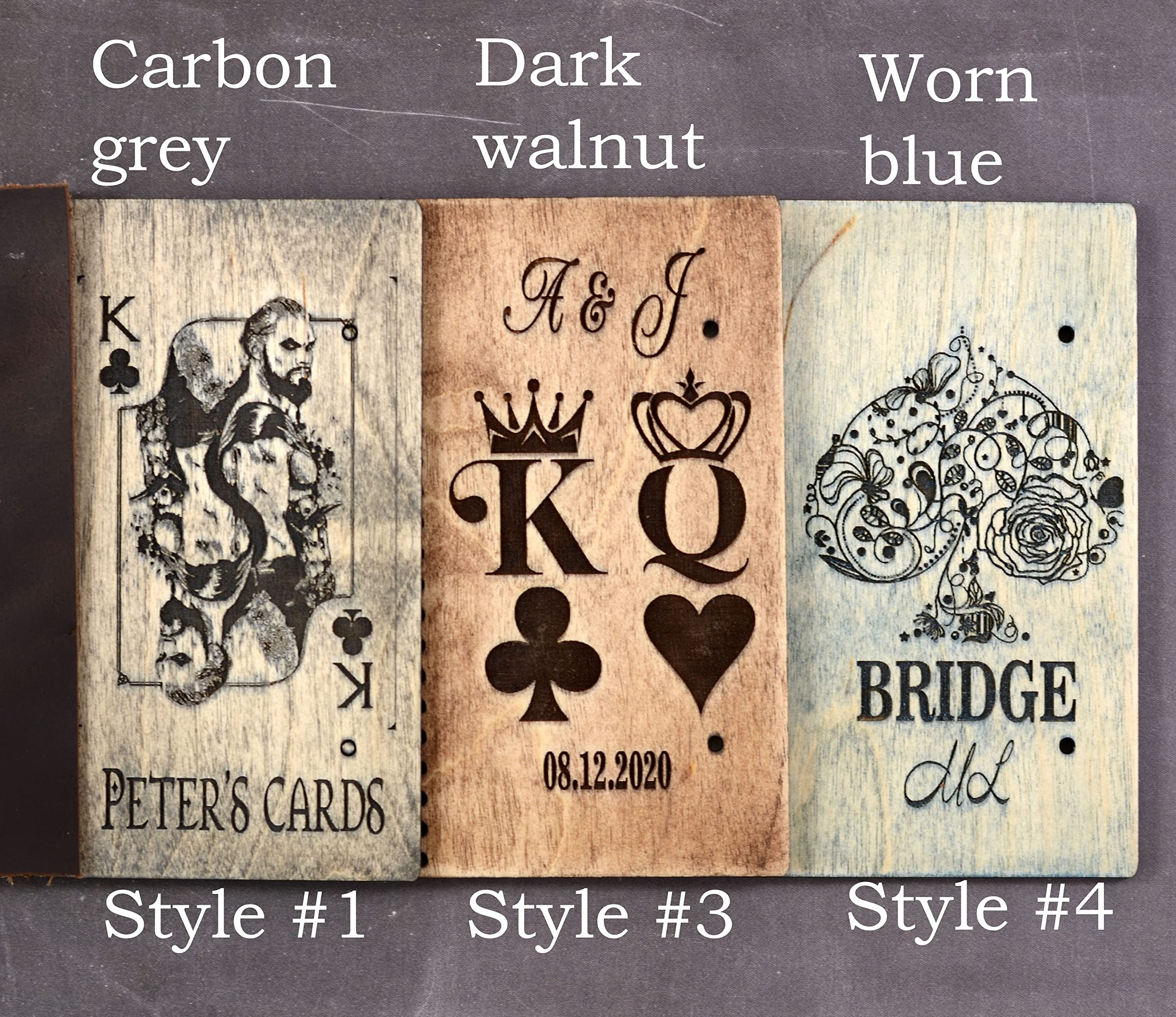Personalized Wooden Playing Card Storage Box - Handmade 2 Deck Holder for Bridge & Poker Players - Unique Anniversary Gift for Couples - Perfect for Game Nights, Travel & Collectible Card Storage