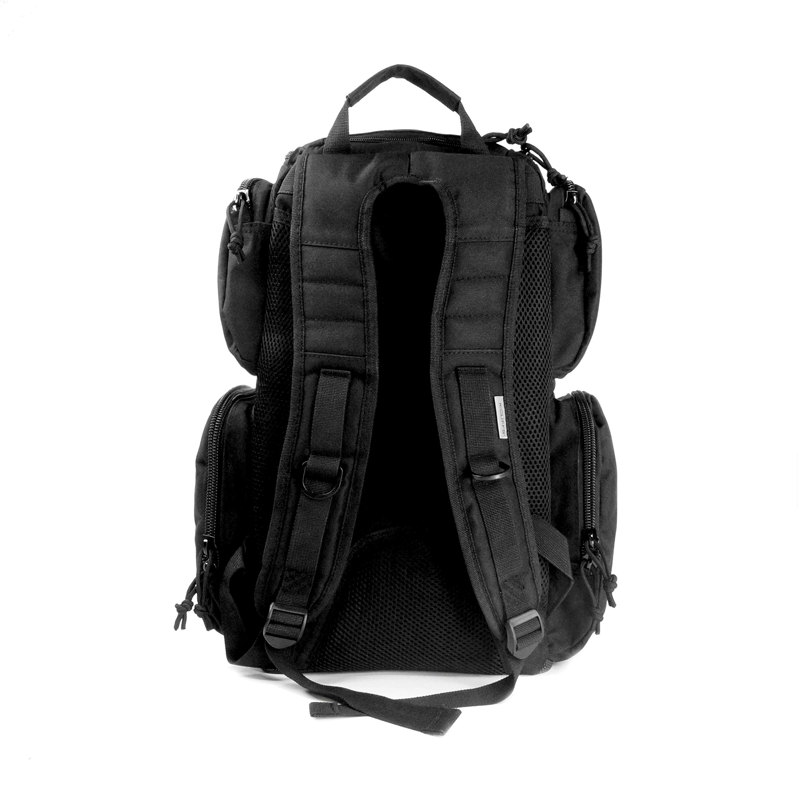 K-Cliffs Tactical Lockable Range Backpack for Shooting & Hunting - Durable Military Backpack with Free USA Flag Patch - Perfect for Outdoor Range, Airsoft & Camping Gear Storage