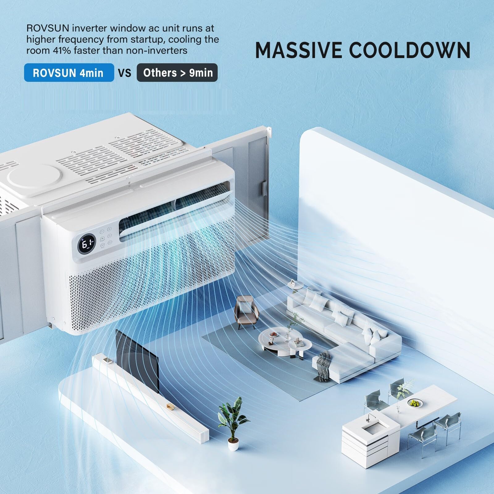 Bonnlo 8000 BTU Smart WiFi Window Air Conditioner with Inverter Technology - Energy Efficient Cooling for Small Rooms (115V/60Hz) - APP & Voice Control, Timer, Easy Installation with Pre-Installed Side Panels - Perfect for Bedrooms, Home Offices & Apartments