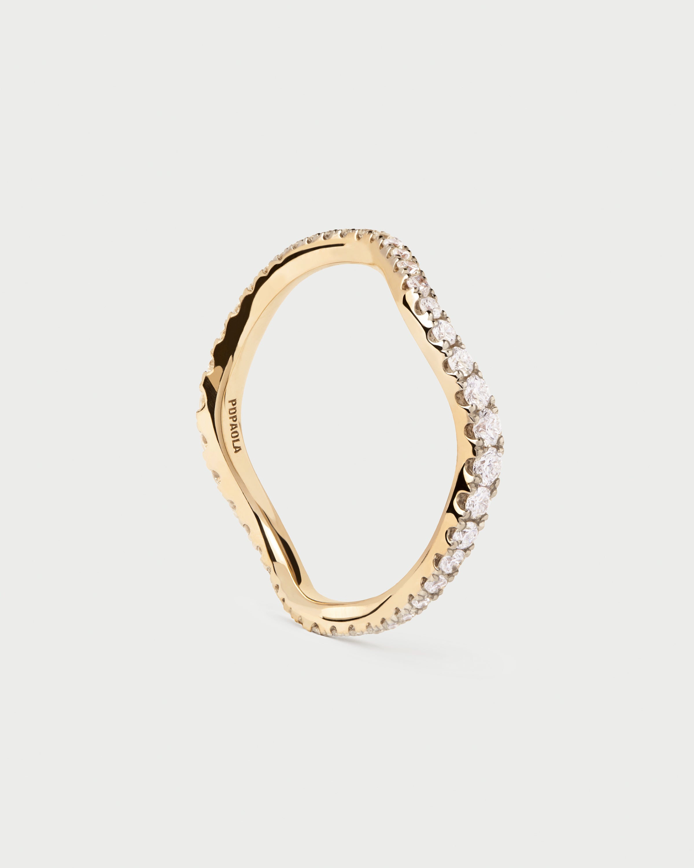 Exquisite Diamond and Gold Flow Ring for Women | Elegant Stackable Wedding Band | Perfect for Engagement, Anniversary & Special Occasions