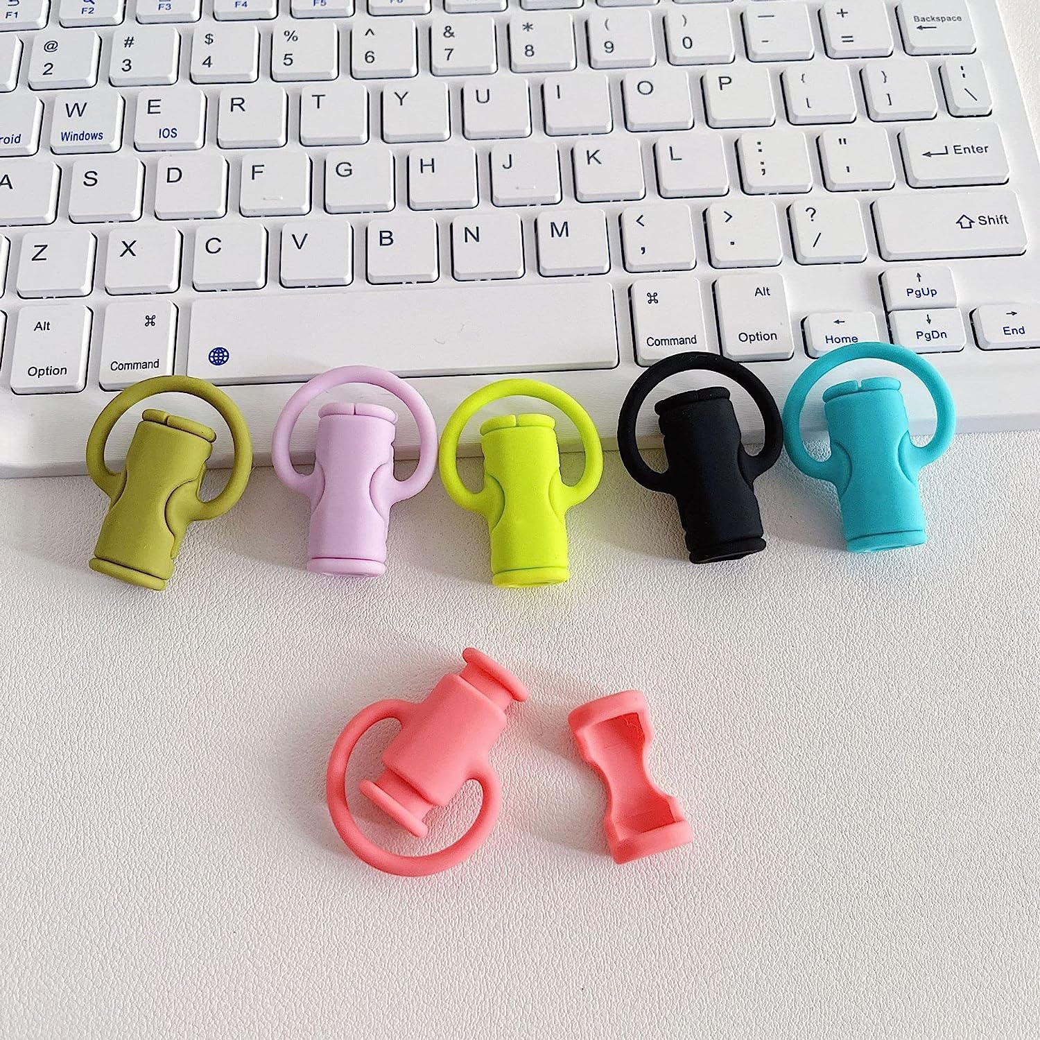 2 in 1 Silicone Data Cable Protector Cover - Cute Charging Cord Winder for iPhone, Android, USB Cables (3 Pack) - Phone Charger Cable Saver for Women, Girls & Kids - Perfect for Home, Office, Travel & School Use