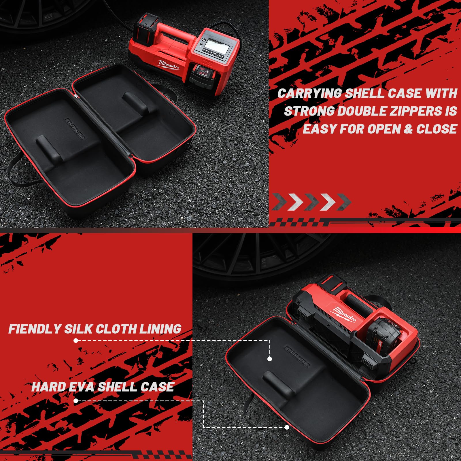 Milwaukee M18 Inflator 2848-20 Air Compressor Storage Bag - Custom-Fit Hard Carrying Case with Neck Strap for Milwaukee Tools - Perfect for Job Sites, Camping & Tire Inflation