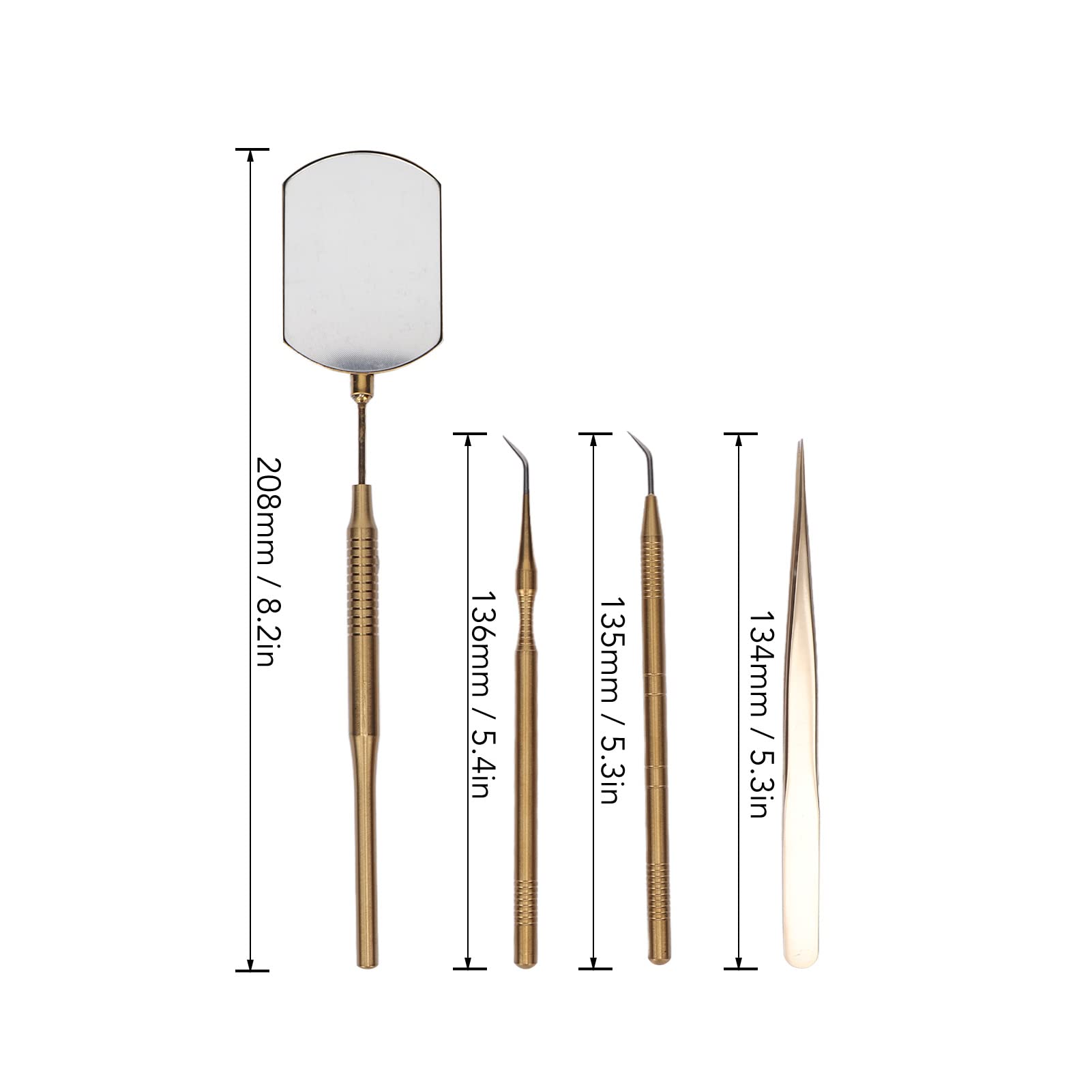 Professional Eyelash Extension Kit - Stainless Steel Tweezers Set with Rotatable Inspection Mirror for Precise Lash Application (Gold) | Perfect for Salon Professionals & DIY Lash Artists at Home
