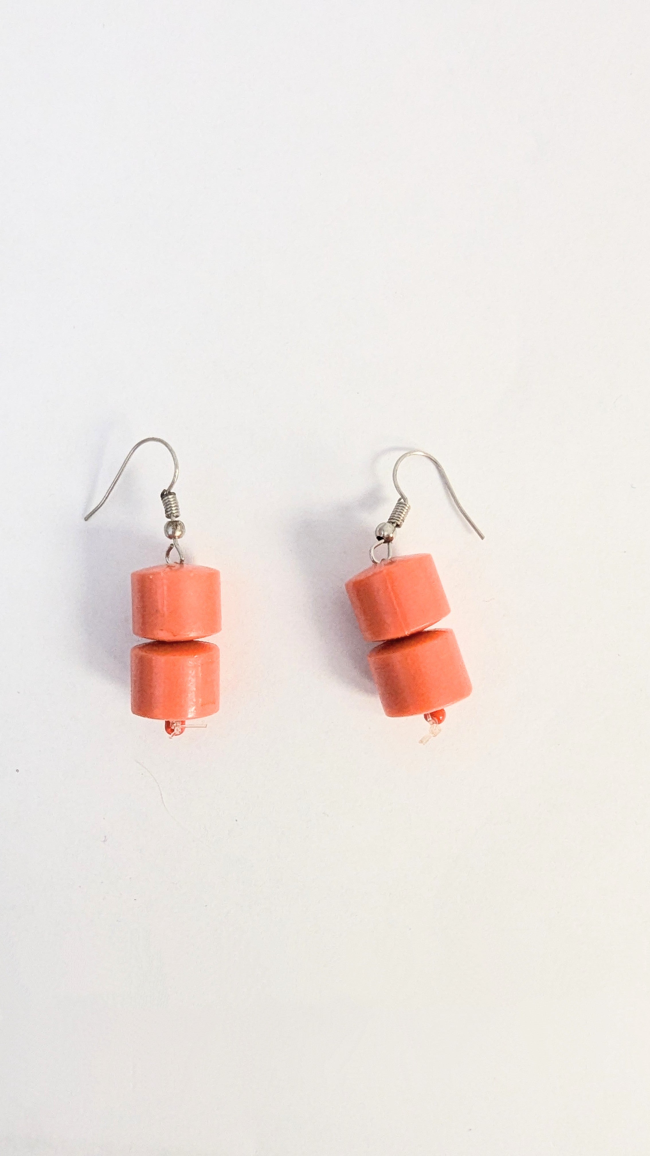 Dupsie's Majira Coral Red African Bead Earrings DPJABE50 | Handmade Tribal Jewelry for Women | Perfect for Weddings, Parties & Cultural Events