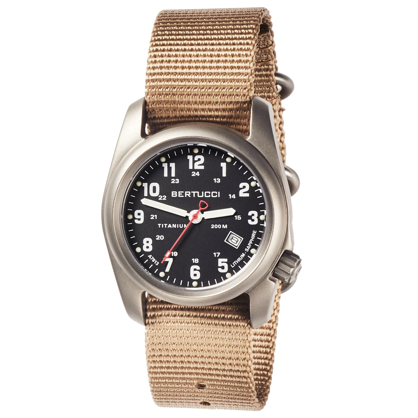 Bertucci A-2T Original Classic Men's Watch - Durable Stainless Steel Case, Nylon Strap, Water Resistant - Perfect for Outdoor Adventures, Hiking & Military Use