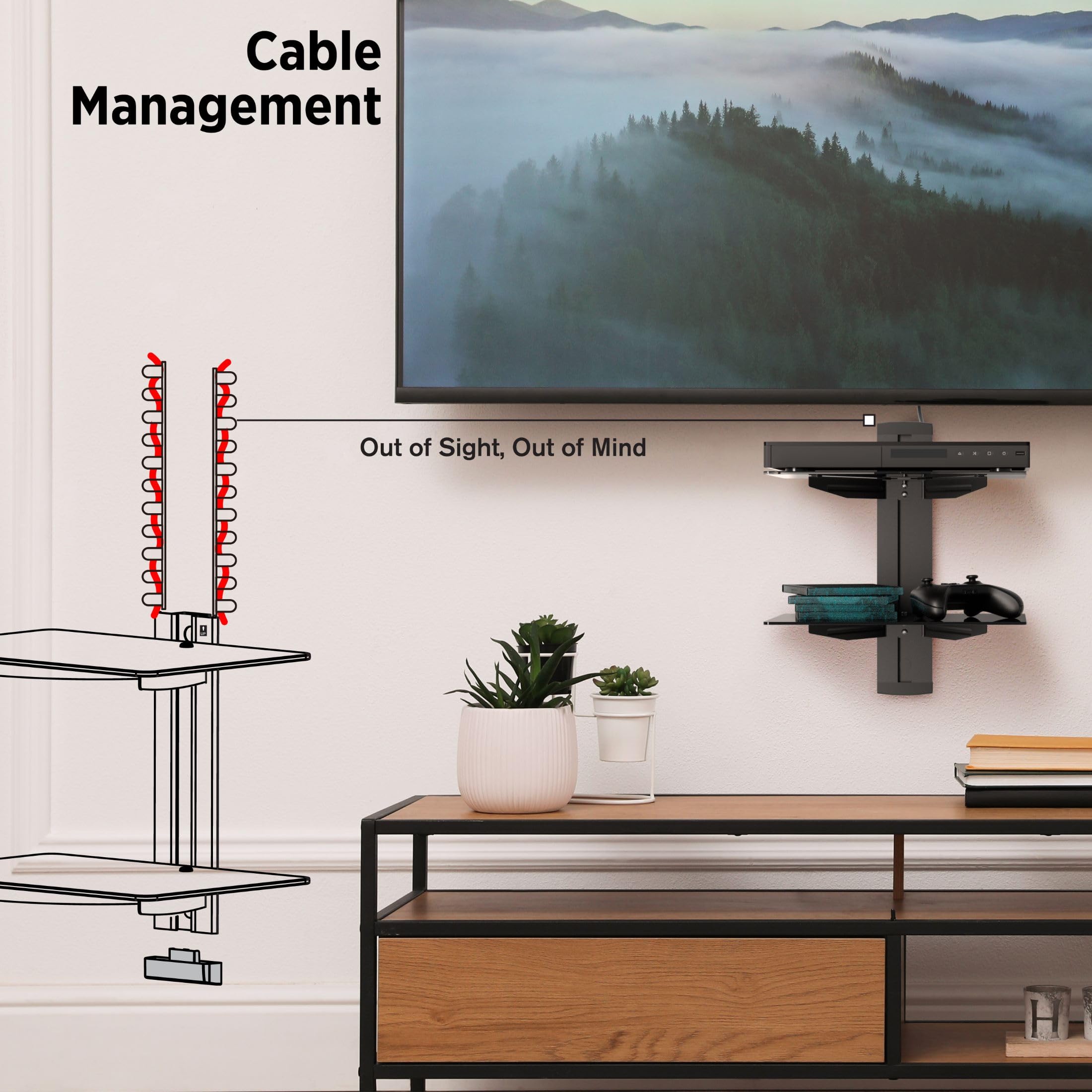 Promounts Dual Floating TV Shelves - Heavy Duty Tempered Glass Entertainment Shelves Holds 17.6lbs Each - Perfect for DVD Players, Cable Boxes & Game Consoles - Ideal for Living Room, Bedroom & Home Theater Setup