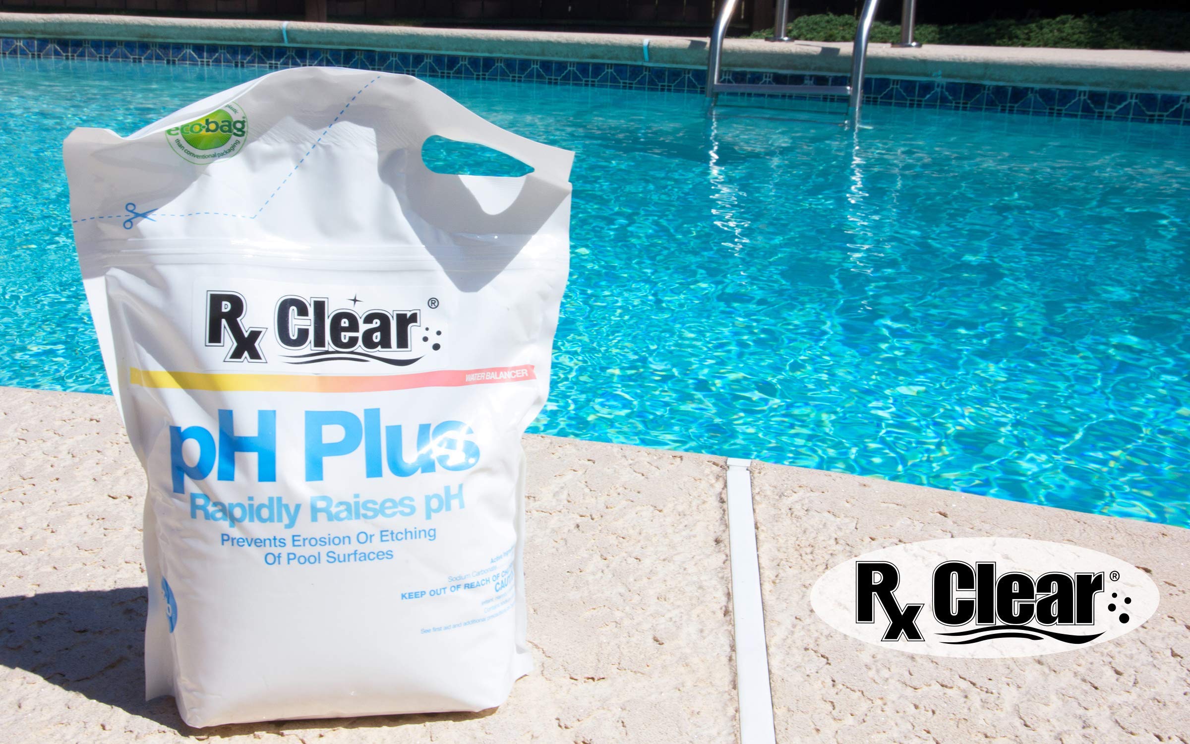 Rx Clear Swimming Pool pH Plus | Rapid pH Level Balancer | Quickly Corrects Acidic Water | Prevents Pool Surface Erosion & Etching | 10 lb | Ideal for Inground & Above Ground Pools
