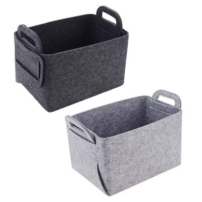 SOUCON 2-Pack Large Folding Felt Storage Box Organizer - Rectangle Cosmetic & Toy Organizer Basket for Bathroom, Bedroom, Closet - Perfect for Makeup, Jewelry, Sundries & Home Organization