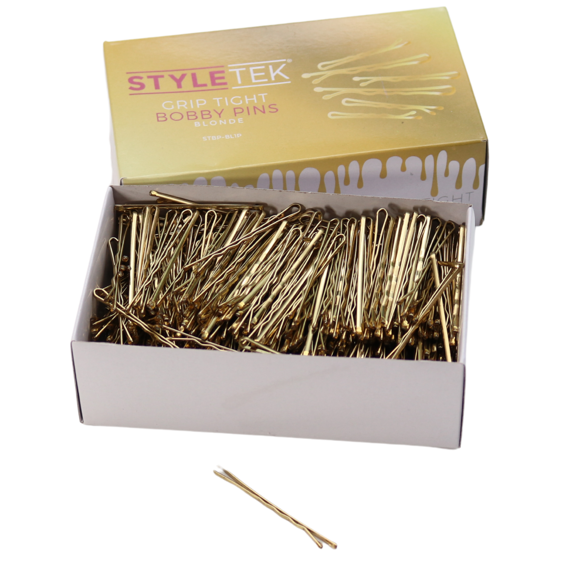Styletek Grip Tight Heavy Duty Bobby Pins - Blonde Gold 1 Lb (100 Count) - Strong Hair Pins for Thick Hair, Updos, Braids & Bun Hairstyles