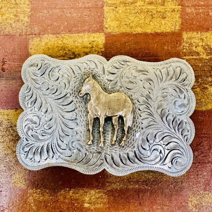 Vintage Boyd Sterling Silver Overlay Western Belt Buckle - Genuine Handcrafted Cowboy Accessory for Rodeo, Country Music & Western Fashion Enthusiasts