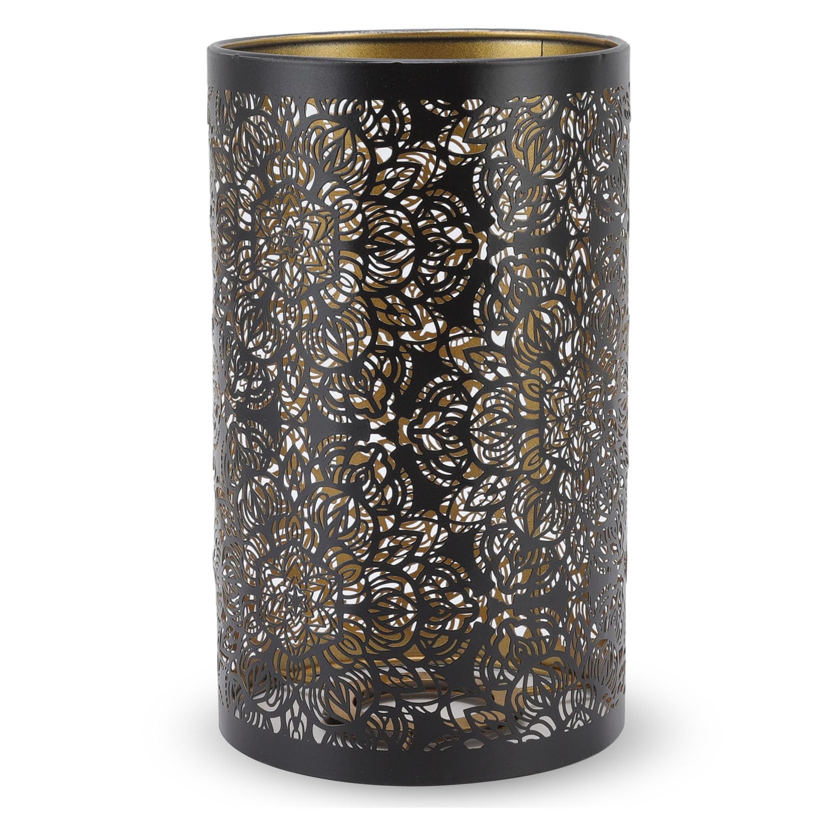Decorative Metal Lampshade - Openwork Engraved Cylindrical Design, Removable Round Pattern for E26/E27 Bulbs | Perfect for Bedside, Counter & Table Lamp Lighting