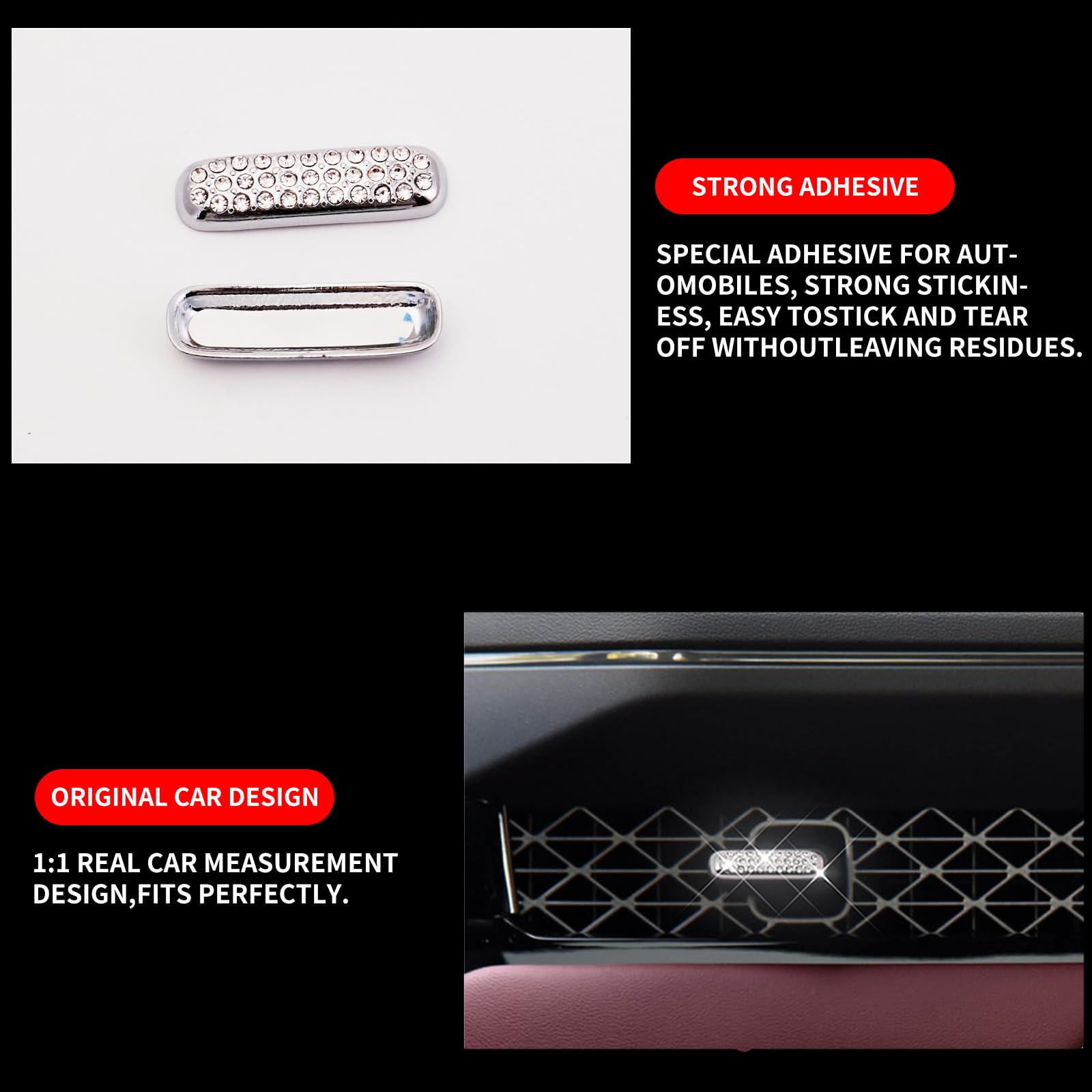 11th Gen Honda Accord 2024 Bling Air Vent Outlet Sticker - Silver Car Interior Accessories | Premium Decoration for Dashboard & Vent Trim | Perfect for Car Customization & Personalization