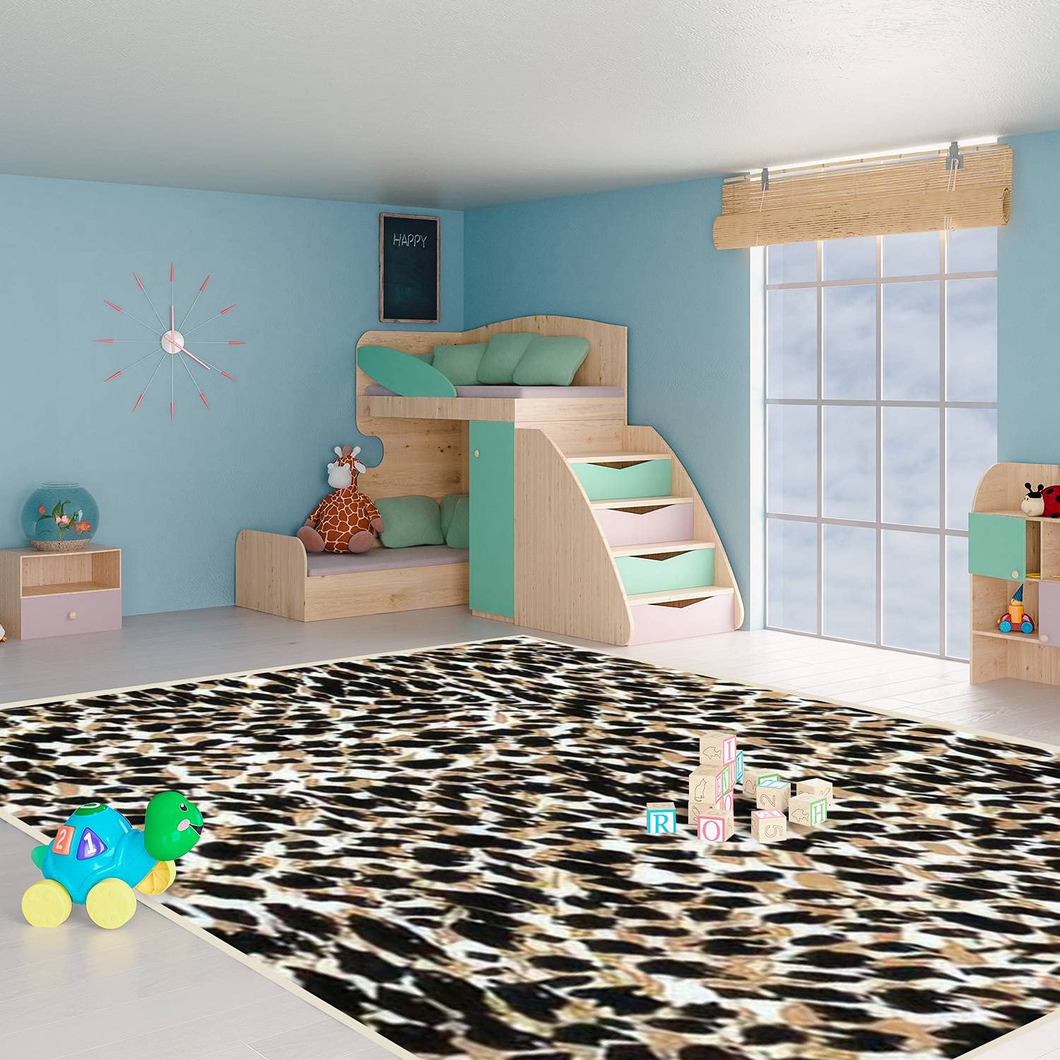 Modern Abstract Area Rugs - Leopard Print Stain Resistant Carpet Mat for Living Room, Bedroom, Kitchen & Bathroom | Soft Rectangular Home Decor for Cozy Spaces & Pet-Friendly Homes