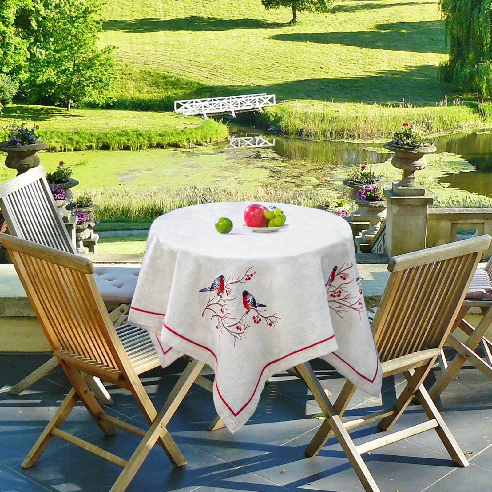 Premium Dolcal Tablecloth Fabric - Round & Square Dining Table Cloth, Washable Kitchen Table Cover for Formal Dinners, Parties & Everyday Use