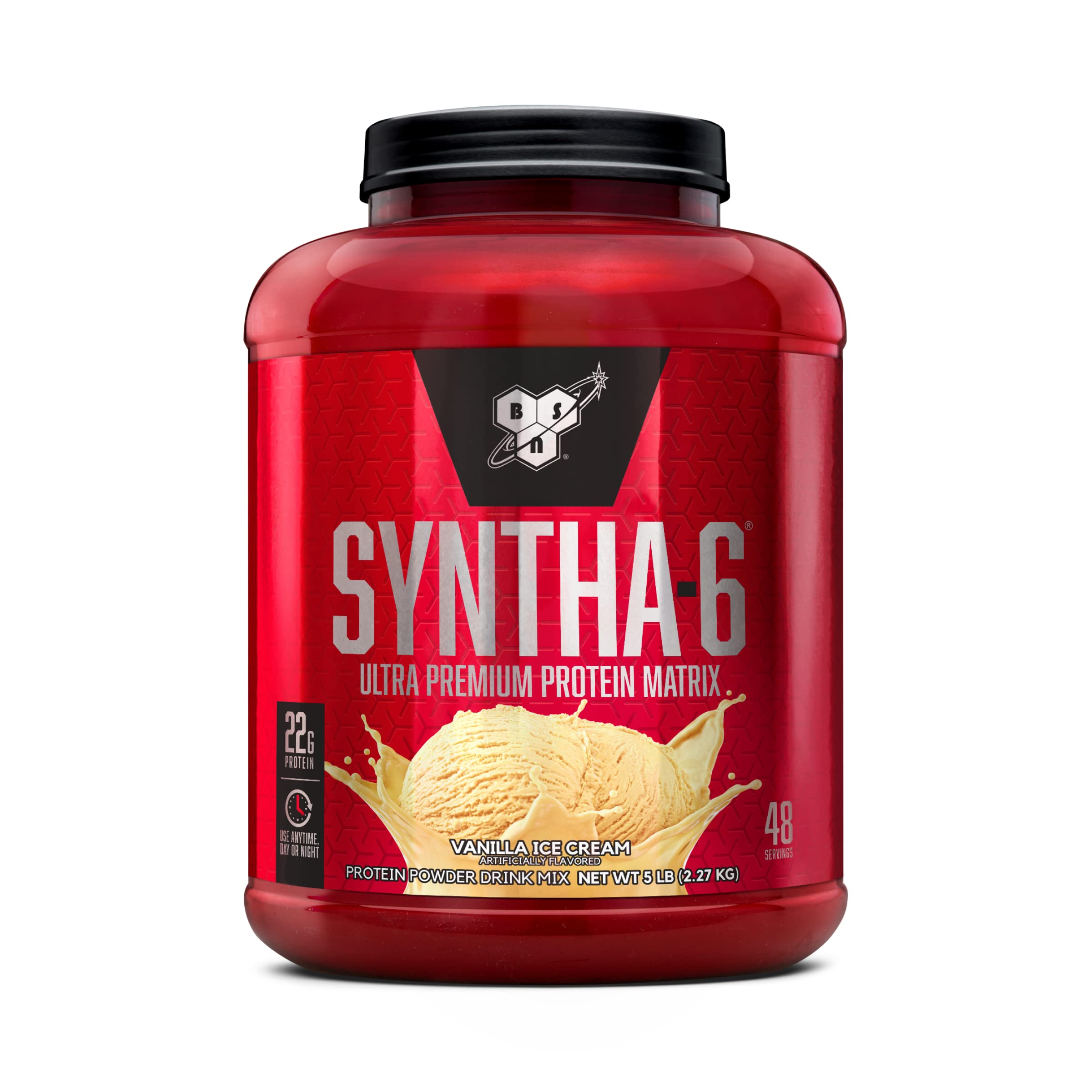 BSN SYNTHA-6 Whey Protein Powder with Micellar Casein & Milk Protein Isolate - Vanilla Ice Cream Flavor, 48 Servings (Packaging May Vary) | Muscle Recovery & Post-Workout Nutrition for Athletes & Fitness Enthusiasts