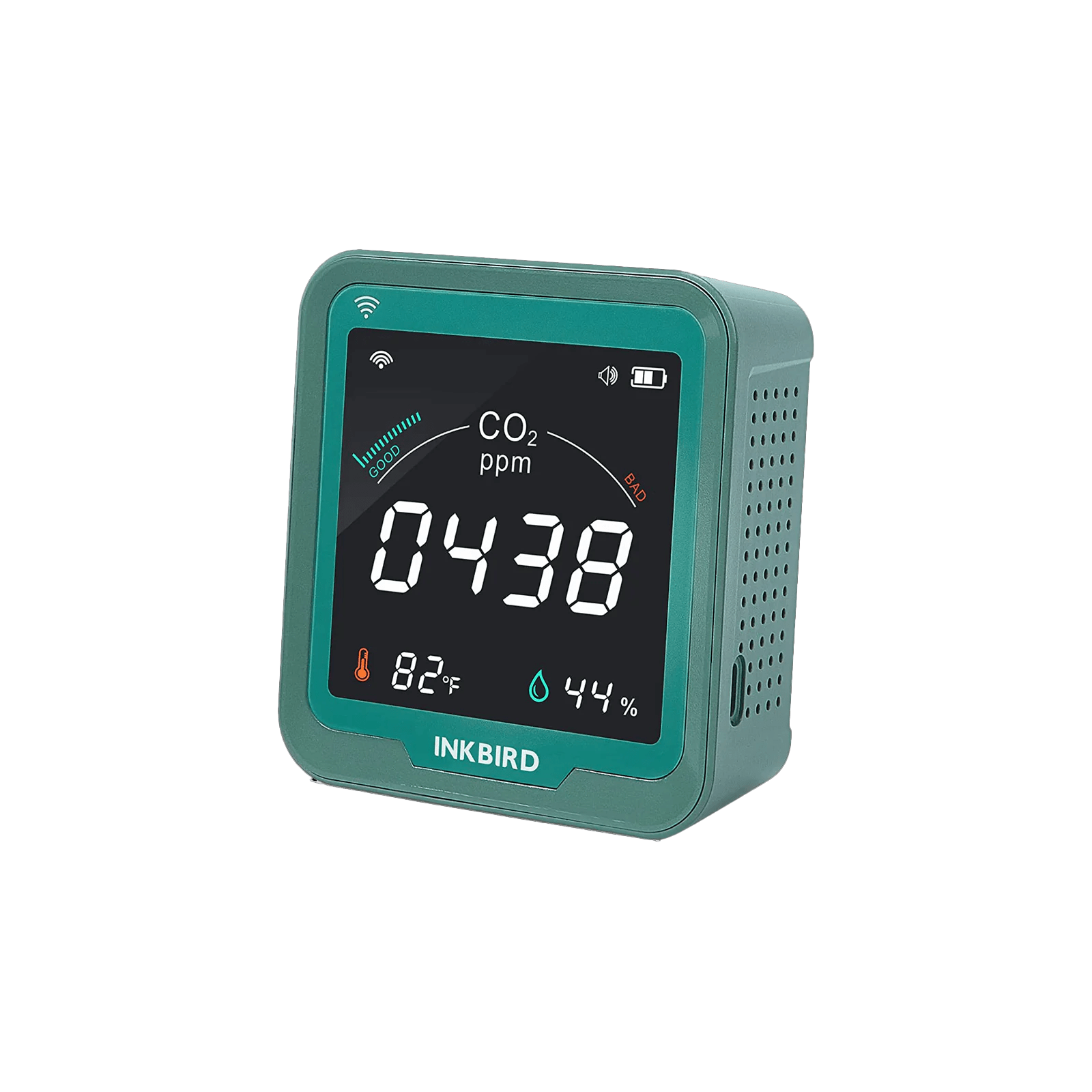 Smart Wireless 3-in-1 CO2 Detector with Temperature & Humidity Monitor - Home Air Quality Sensor for Kitchen, Bedroom, Office, Baby Room - Ink CO2W