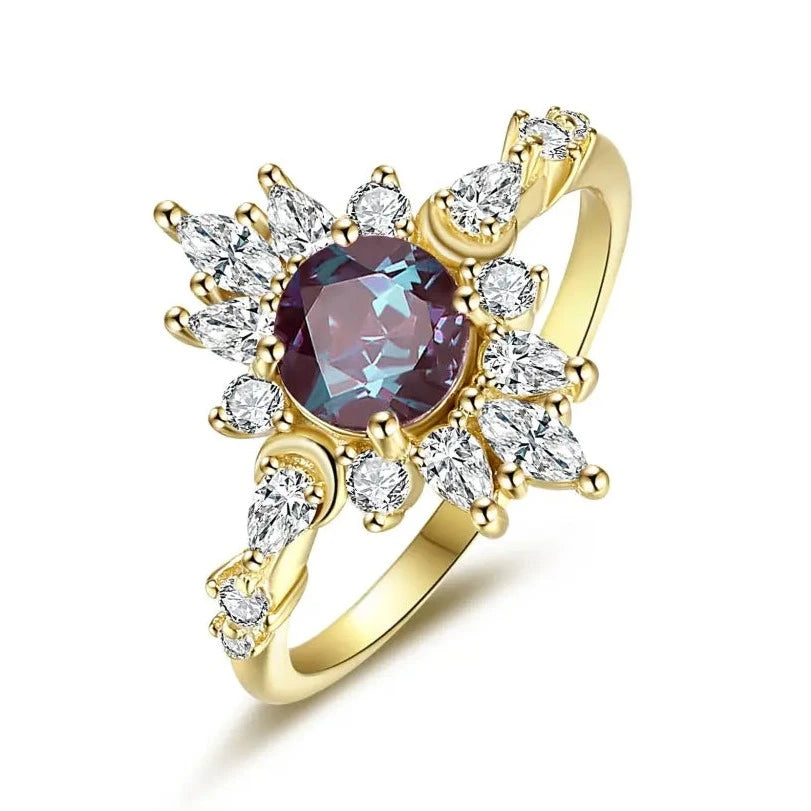 Charlotte Ring with Genuine Alexandrite Gemstone – Elegant Birthstone Jewelry for Women | Perfect for Engagement, Anniversary & Special Occasion Gifts