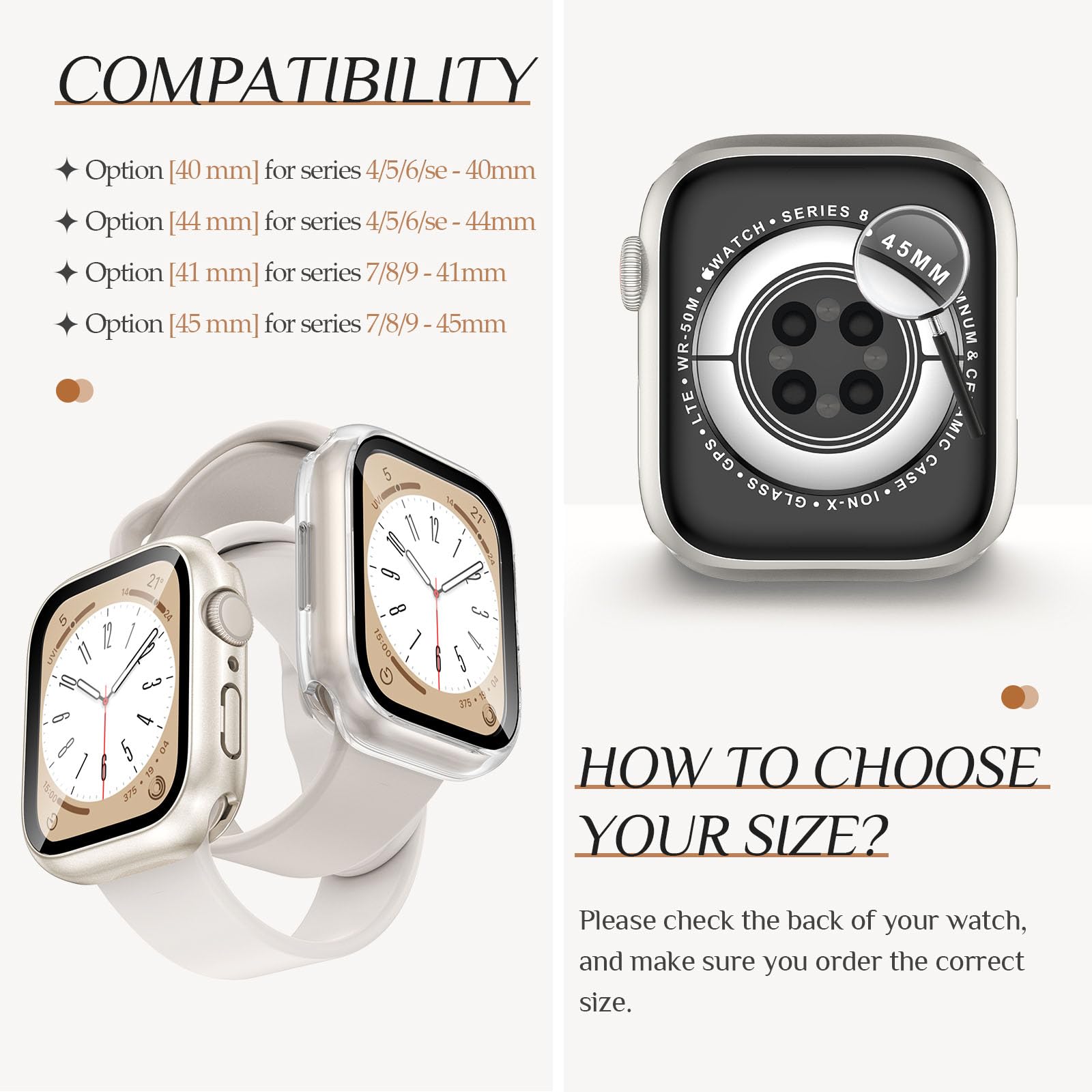 2-Pack Waterproof Case for Apple Watch Series 6/5/4/SE 40mm - 360° Full Protection Screen Protector & Back Bumper | Swimming, Running, Outdoor Sports & Daily Use