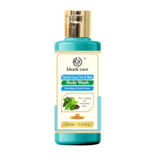 Khadi Care Herbal Green Tea & Mint Body Wash - 210ml | Natural & Refreshing Body Cleanser for All Skin Types | Perfect for Daily Shower & Spa Relaxation