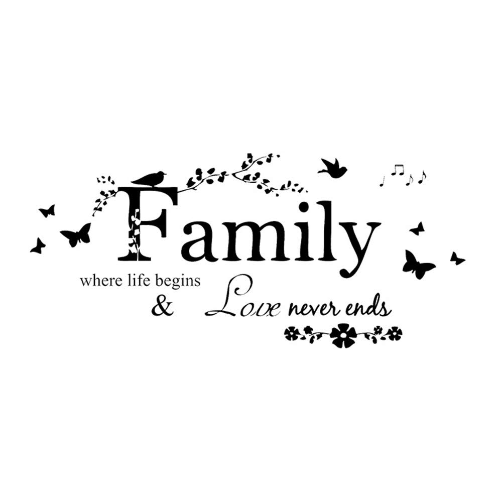 Family Quote Wall Stickers - Waterproof Removable Vinyl Decal for Living Room & Bedroom Decor