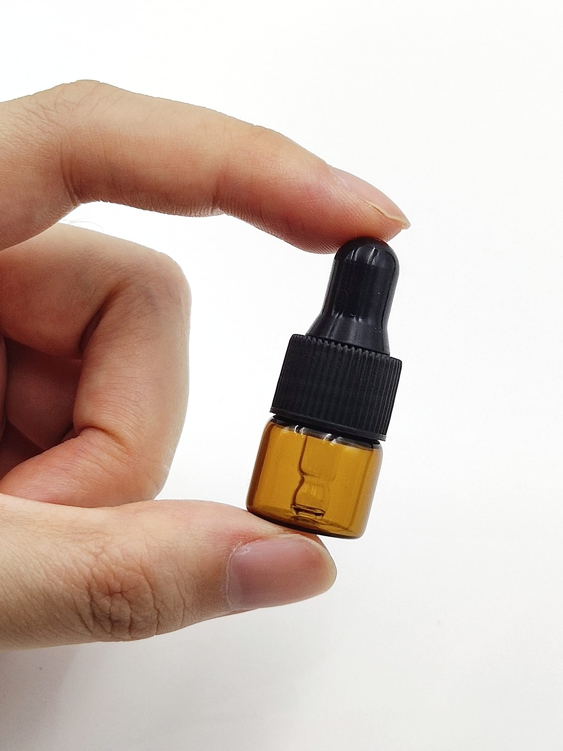 15 Pack 1ml Amber Glass Dropper Bottles for Essential Oils & Cosmetics - Travel Sample Vials with Caps for DIY & Beauty Storage