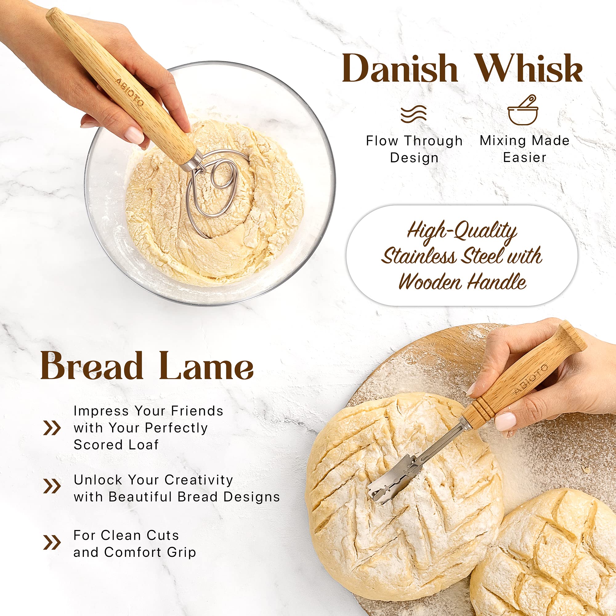 Sourdough Bread Baking Kit - Complete Starter Set with Proofing Baskets, Glass Jar, Bread Lame, Scrapers & Danish Whisk | Perfect for Artisan Bread Making at Home, Gifts for Bakers & Sourdough Enthusiasts