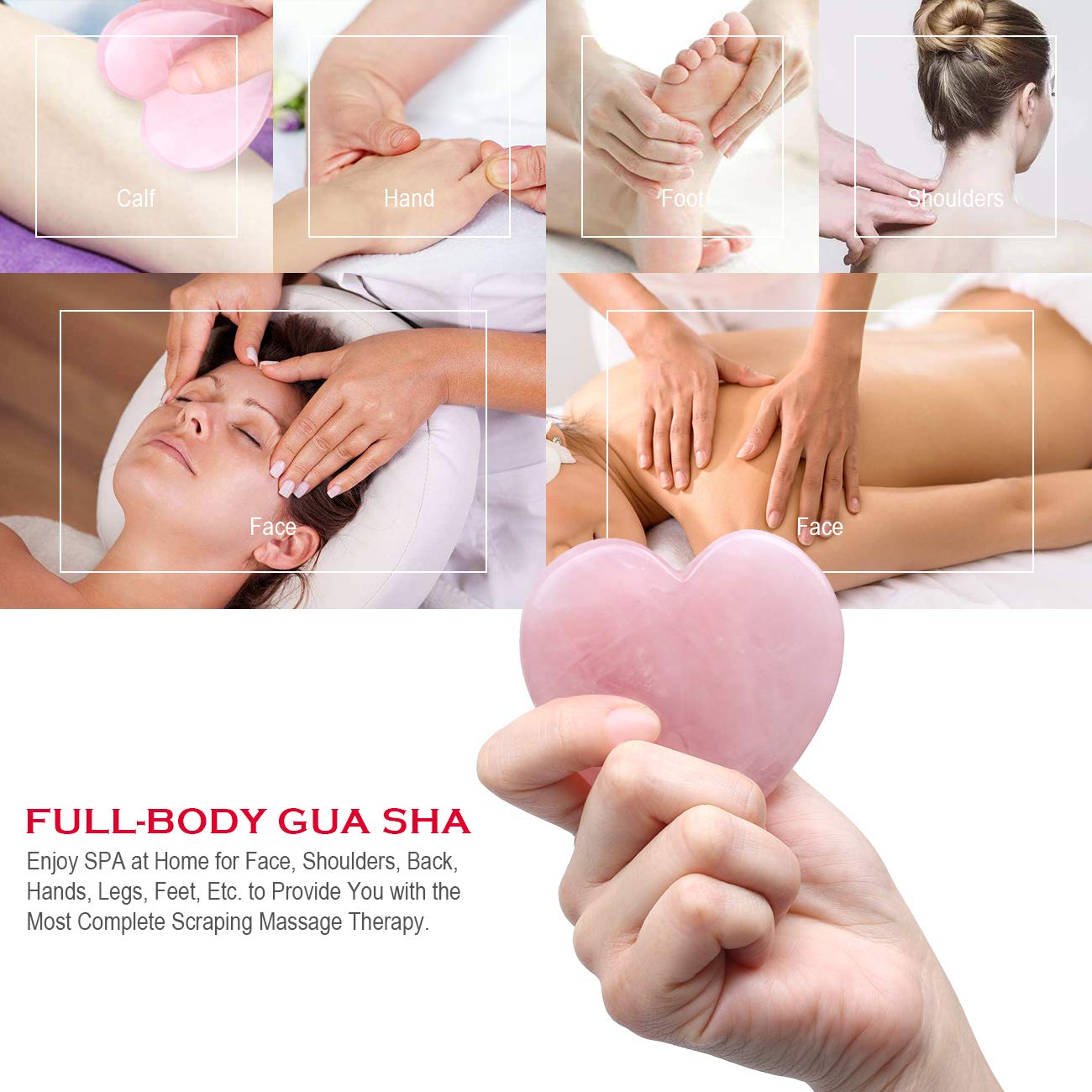 2.95 Inch Rose Quartz Gua Sha Tool & Jade Roller Set - Heart Shaped Essential Oil Massage Stone for Face Sculpting, Slimming & Firming | Pink Crystal Facial Scraping Massager for Skincare & Relaxation (Perfect for Home Spa, Self-Care Routine & Beauty Therapy)