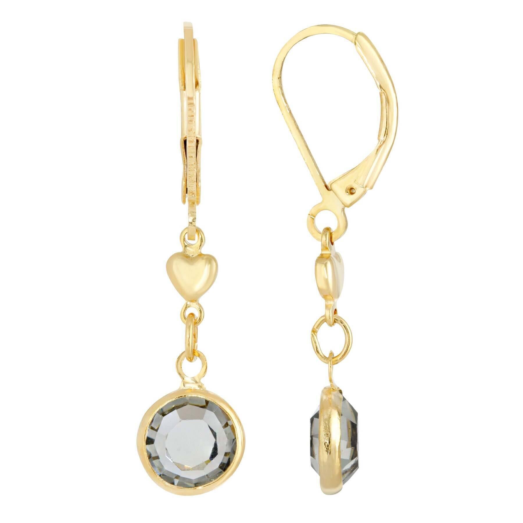 1928 Jewelry Channel Crystal Heart Drop Earrings - Vintage Inspired Dangle Earrings for Women - Perfect for Weddings, Parties & Special Occasions