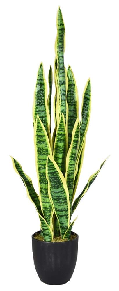 36 Inch Artificial Snake Plant in Pot - Fake Sansevieria for Indoor & Outdoor Decor - Low Maintenance Home Office Houseplant - Perfect Gift for Housewarming & Interior Design