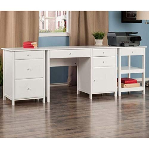 Set of 3 White Modern Delta Wooden Home Office Furniture - Stylish Workspace Desk & Storage for Small Spaces