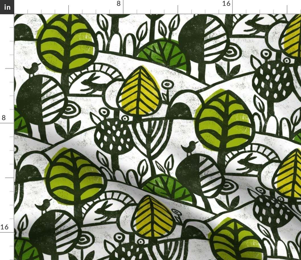 Forest Adventure Spring Nature Birds Trees Printed Cotton Fabric by Spoonflower - Fat Quarter for Sewing, Quilting, Apparel & DIY Crafts - Perfect for Home Decor, Pillows, Curtains & Seasonal Projects