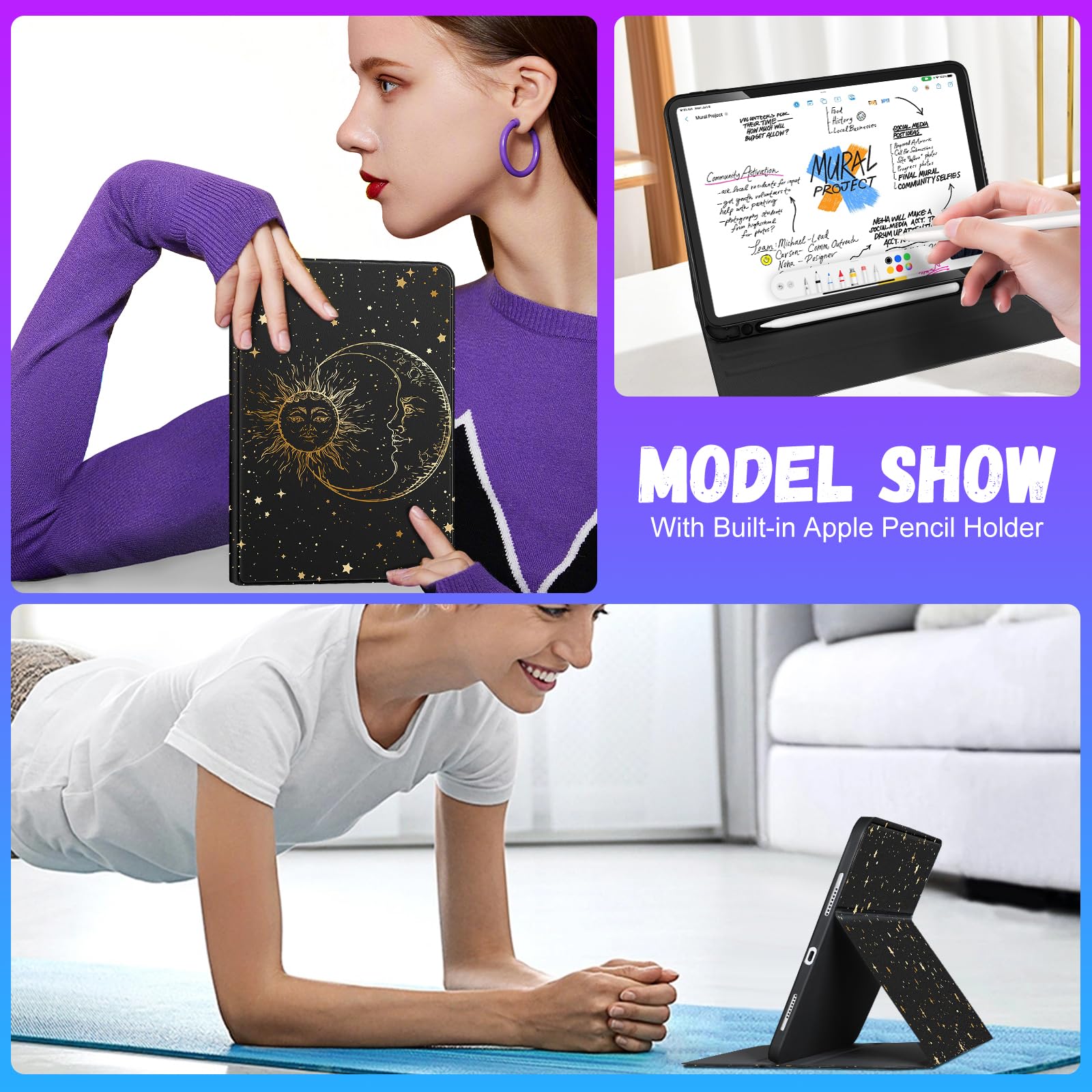 Stylish iPad Air 11 Case (M2/M3) & iPad Pro 11 Cover - Compatible with iPad Air 5th/4th Gen 10.9