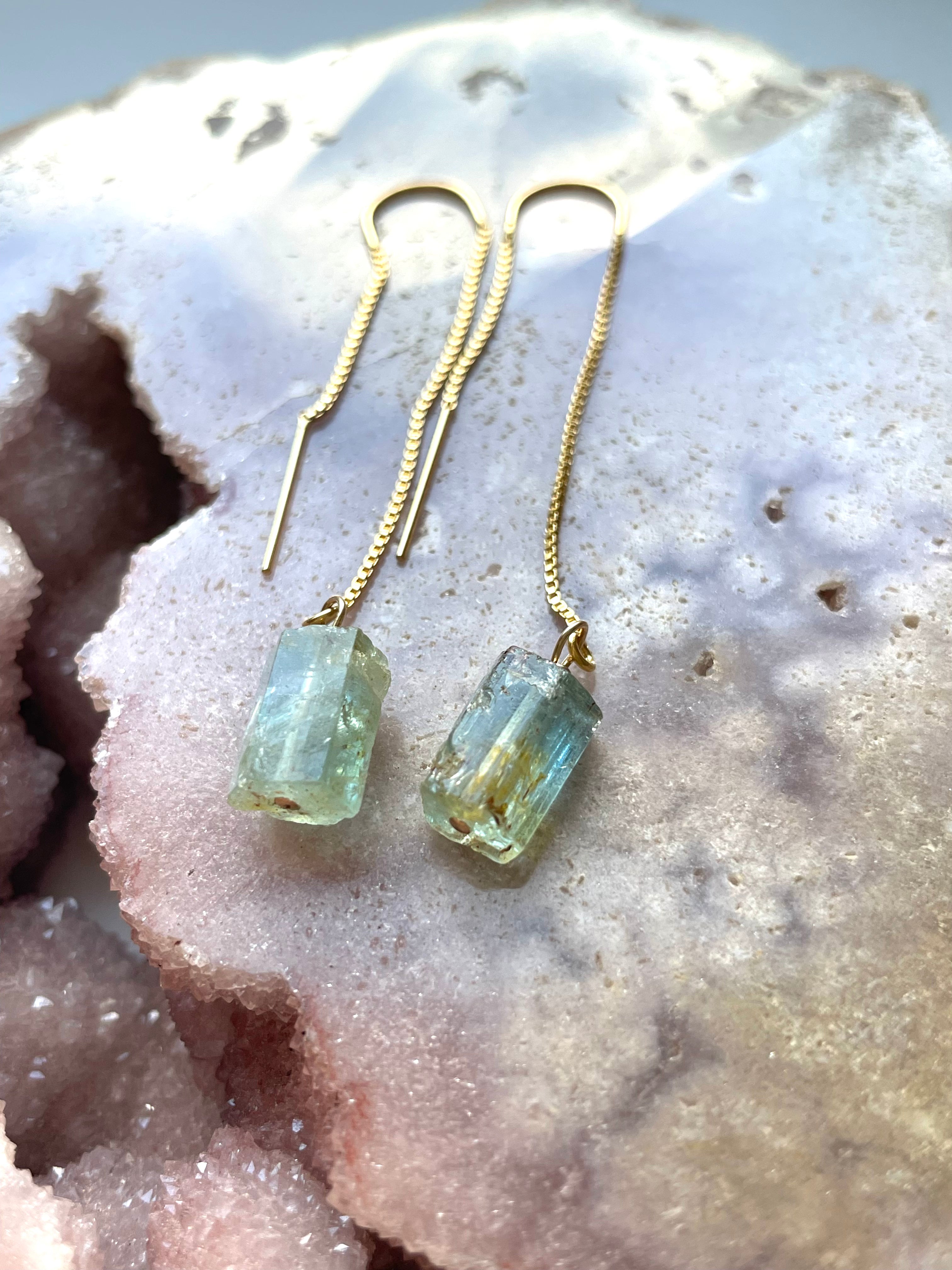Elegant Aquamarine Gold Filled Threader Earrings - Dainty & Hypoallergenic Jewelry for Women | Perfect for Everyday Wear, Date Nights & Special Occasions