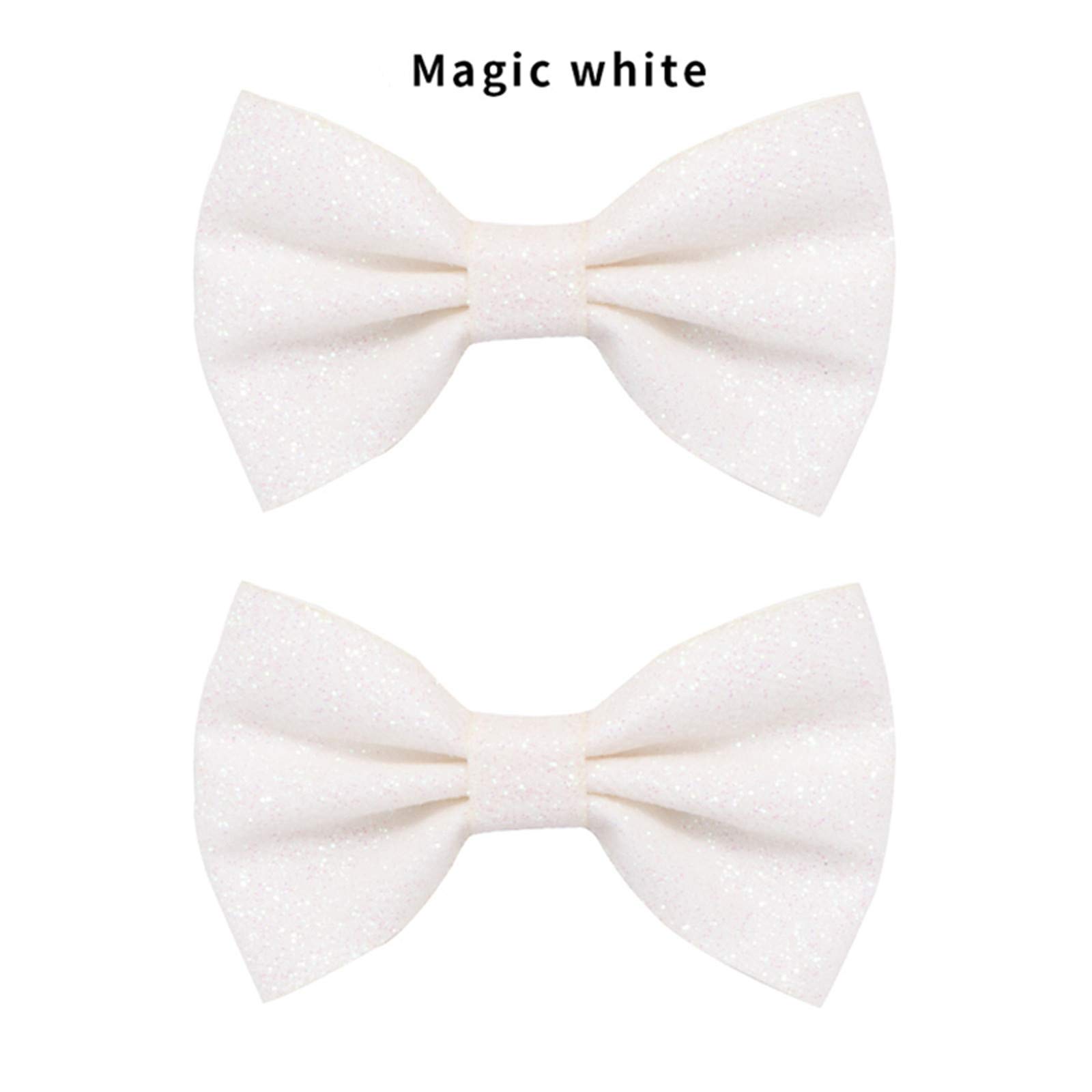 OCCOKO Baby Girl Hair Clips - Sparkly Bow Hair Accessories for Toddlers & Infants (White, 1 Pair) - Perfect for Parties, Photos & Everyday Style
