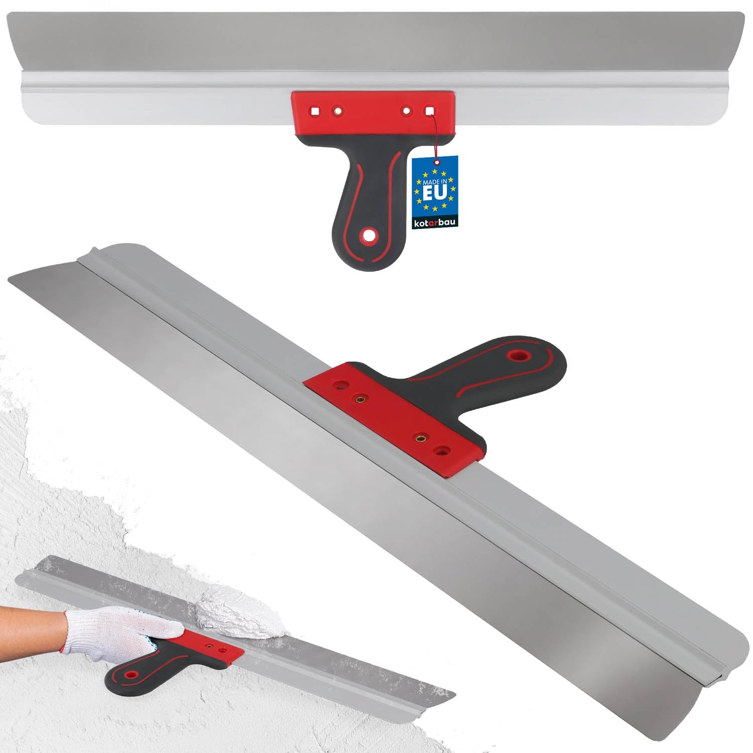 KOTARBAU® 600mm Stainless Steel Plastering Trowel - Wide Facade Spatula with Aluminum Support & Soft Grip Handle for Applying & Removing Plaster, Putty - Perfect for Wall Repair, Drywall, and Surface Smoothing