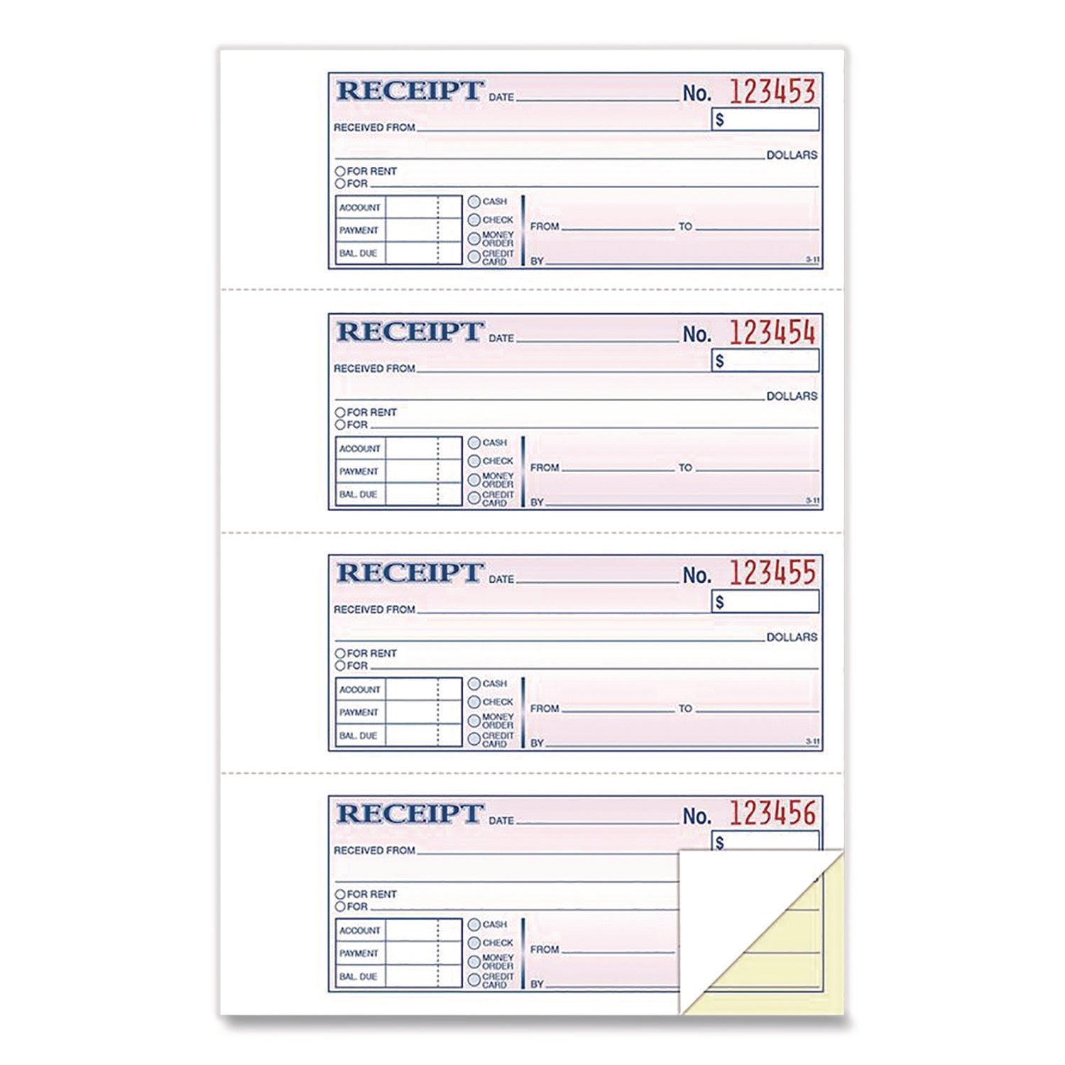 Adams® Money and Rent Receipt Book - 2-Part Carbonless, 200 Forms (7.13