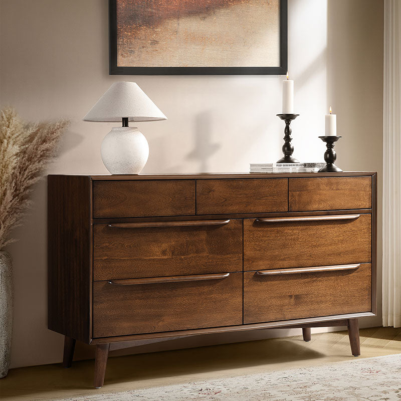 Ileanna Mid Century Modern 7-Drawer Dresser - Solid Wood Bedroom Chest of Drawers for Storage & Organization | Perfect for Master Bedroom, Guest Room & Nursery