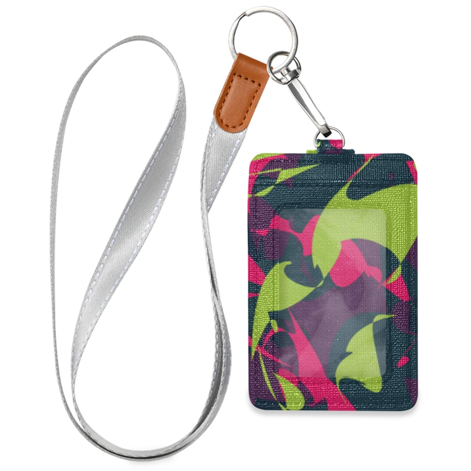 Colorful Abstract Vertical ID Badge Holder with Lanyard - Office & School Use