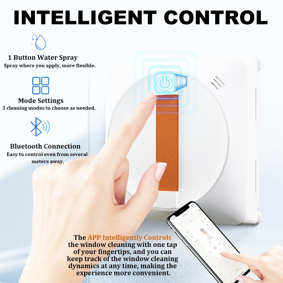 Smart Window Cleaning Robot with Dual Cross Water Spray & 2500Pa Suction - 50ML Tank, Edge Detection, App Control - Perfect for High-Rise Windows, Glass Doors & Skylights