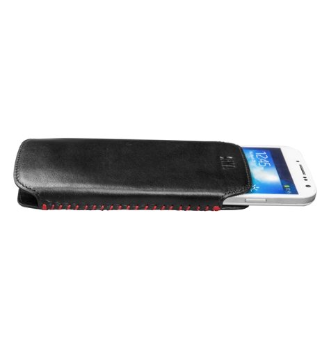 Premium Genuine Leather Wallet Case for Samsung Galaxy S4 - Red & White | Slim Protective Cover with Card Slots | Perfect for Business, Travel & Everyday Use